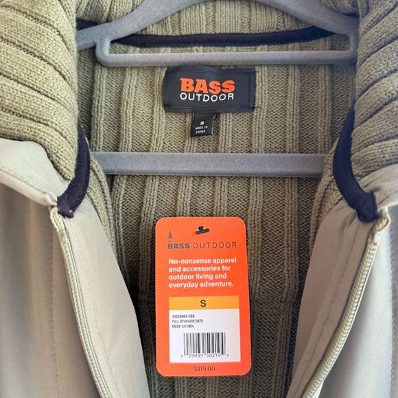 Bass Outdoor Full Zip Hoodie Sweater Jacket in Deep Lichen Green size Small NWT - Picture 6 of 13